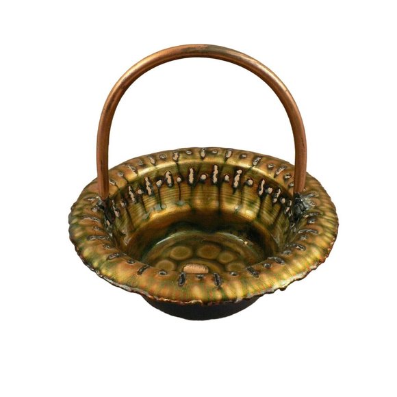 Italian Basket Artistic iridescent enameled decorative metal basket - Picture 2 of 7
